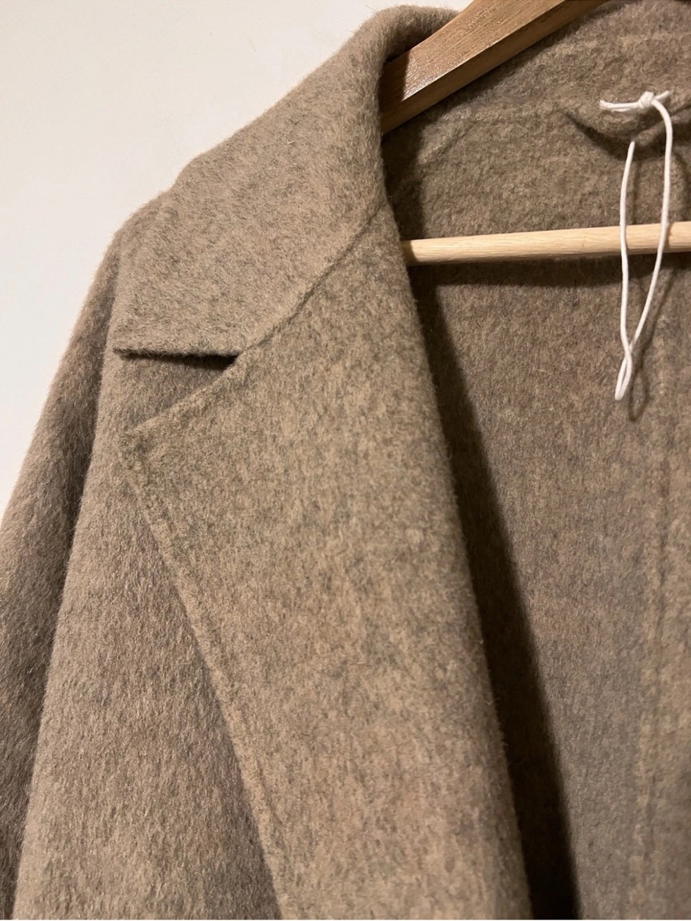 & Other Stories Shawl Collar Wool Blend Belted Coat Light Beige Size Large - Picture 6 of 10